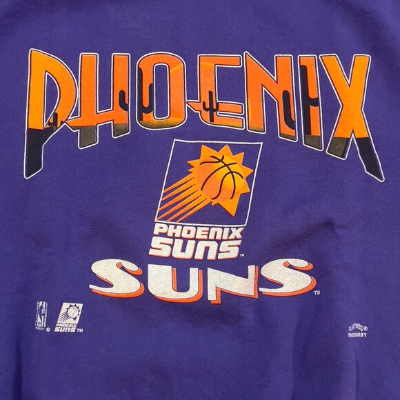 RARE! Vintage 1991 Nutmeg Mills Phoenix Suns Purple Sweatshirt Made in USA - XL - Picture 2 of 10